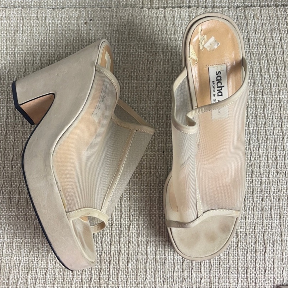 Sacha London suede mesh platform sandals